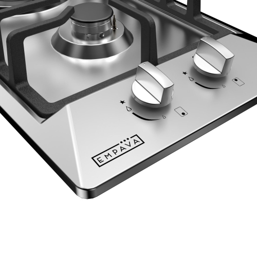 Empava 12 in. Gas Stove Cooktop 2 Italy Sabaf Sealed Burners NG/LPG Convertible in Stainless Steel