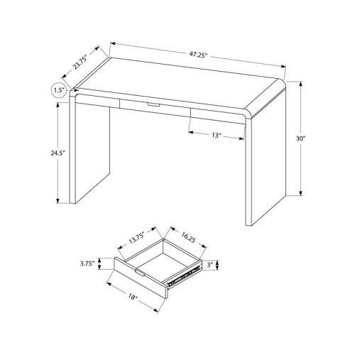 Computer Desk Home Office Laptop 48"L Work Laminate Glossy White