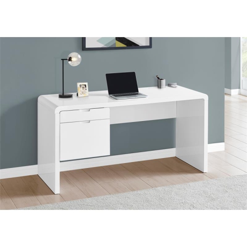 Computer Desk Home Office Laptop 60"L Work Laminate Glossy White
