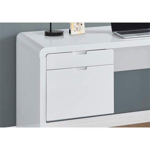 Computer Desk Home Office Laptop 60"L Work Laminate Glossy White