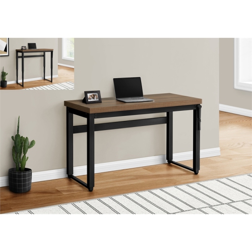 Computer Desk Standing Adjustable 48"L Work Laptop Metal Walnut