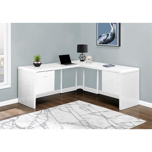 Computer Desk Corner 72"L L Shape Work Laptop Laminate Glossy White