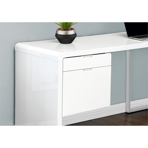 Computer Desk Corner 72"L L Shape Work Laptop Laminate Glossy White