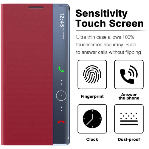 Smart Clear View Flip Phone Case Leather Kickstand Cover for Samsung Galaxy S21 Plus