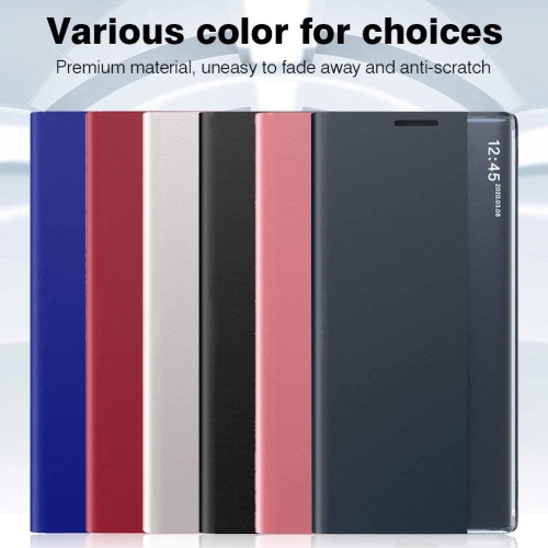 Smart Clear View Flip Phone Case Leather Kickstand Cover for Samsung Galaxy S21 Plus