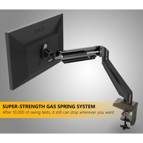 SHOPPINGALL Fully Adjustable Single Gas Spring Monitor Mount Stand with Swing Arm for 15"-27" Monitor Features USB Port and Audio Port - SA-GM212U
