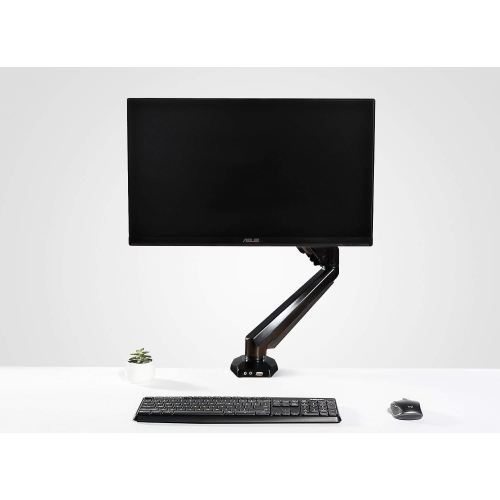 SHOPPINGALL Fully Adjustable Single Gas Spring Monitor Mount Stand with Swing Arm for 15"-27" Monitor Features USB Port and Audio Port - SA-GM212U