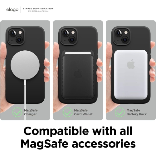 elago Magnetic Silicone Case Compatible with iPhone 13 Case 6.1 Inch Compatible with MagSafe - Built-in Magnets, Protective Cover, Compatible with