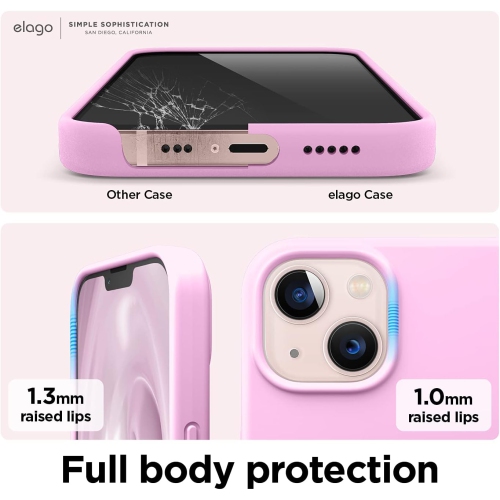 elago Compatible with iPhone 13 Case, Liquid Silicone Case, Full Body Screen Camera Protective Cover, Shockproof, Slim Case, Anti-Scratch Soft