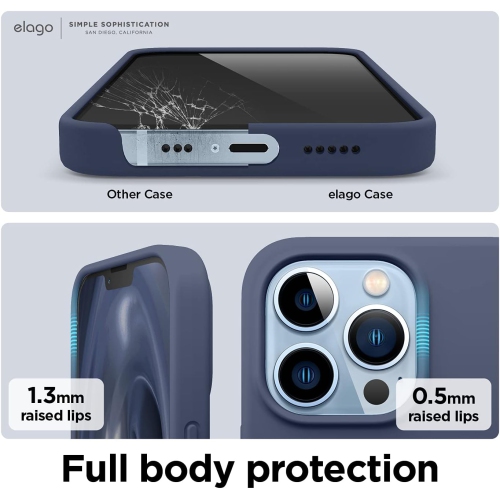 elago Compatible with iPhone 13 Pro Case, Liquid Silicone Case, Full Body Screen Camera Cover, Shockproof, Slim Case, Anti-Scratch Soft Microfiber