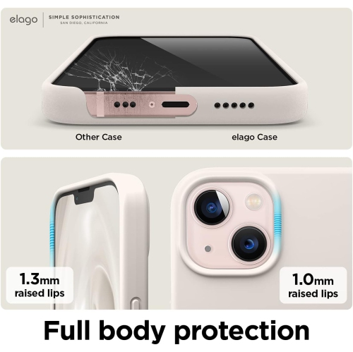elago Compatible with iPhone 13 Case, Liquid Silicone Case, Full Body Screen Camera Protective Cover, Shockproof, Slim Phone Case, Anti-Scratch Soft