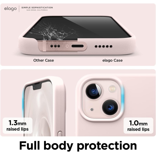 elago Compatible with iPhone 13 Case, Liquid Silicone Case, Full Body Screen Camera Protective Cover, Shockproof, Slim Case, Anti-Scratch Soft