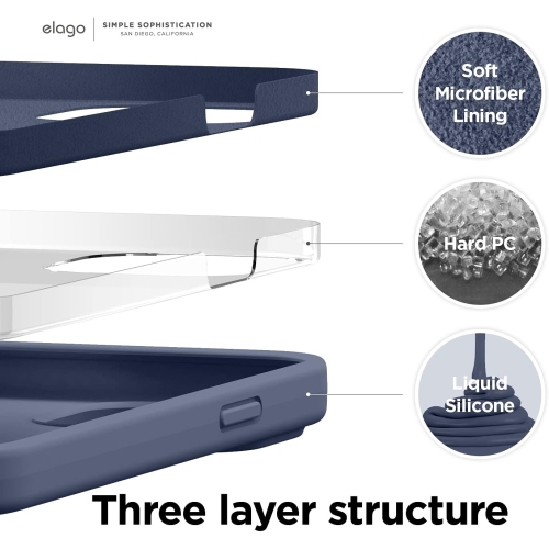 elago Compatible with iPhone 13 Case, Liquid Silicone Case, Full Body Screen Camera Protective Cover, Shockproof, Slim Case, Anti-Scratch Soft