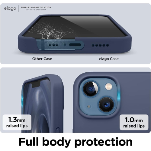 elago Compatible with iPhone 13 Case, Liquid Silicone Case, Full Body Screen Camera Protective Cover, Shockproof, Slim Case, Anti-Scratch Soft