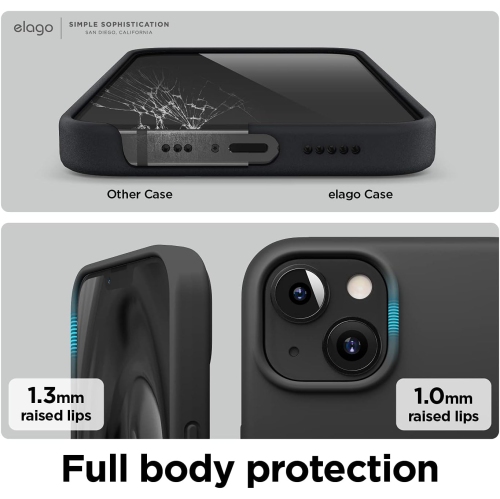 elago Compatible with iPhone 13 Case, Liquid Silicone Case, Full Body Screen Camera Protective Cover, Shockproof, Slim Phone Case, Anti-Scratch Soft