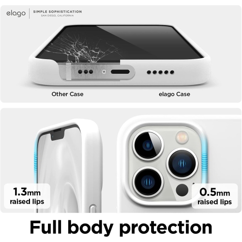 elago Compatible with iPhone 13 Pro Case, Liquid Silicone Case, Full Body Screen Camera Protective Cover, Shockproof, Slim Case, Anti-Scratch Soft