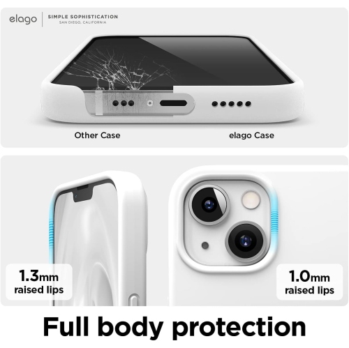 elago Compatible with iPhone 13 Case, Liquid Silicone Case, Full Body Screen Camera Protective Cover, Shockproof, Slim Phone Case, Anti-Scratch Soft