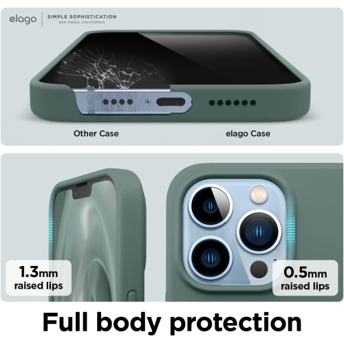 elago Compatible with iPhone 13 Pro Max Case, Liquid Silicone, Full Body Screen Camera Protective Cover, Shockproof, Anti-Scratch Soft Microfiber