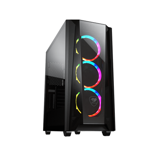 COUGAR  Mx660-T RGB Mid Tower Atx Computer Case, Tempered Glass Side Panel, 3X 120MM Argb Vk120 Fans Pre-Installed In Black