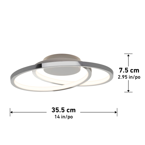 Artika Salto LED-Integrated Flushmount Light Fixture, Chrome