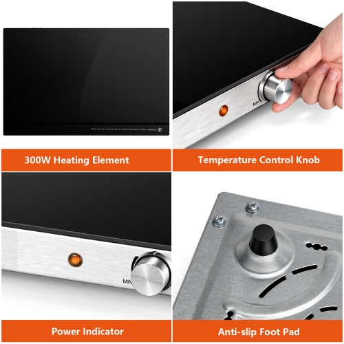 Chauffe-plat électrique à plateau chauffant 22 x 14&nbsp;po avec température réglable de Costway