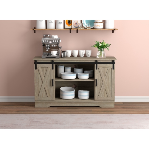 TV Stand 48L Dark Taupe 2 Sliding Doors 3 Shelves