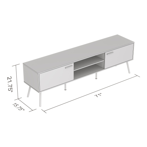 TV Stand 71L Brown Reclaimed Wood 2 Closed Doors 2 Shelves
