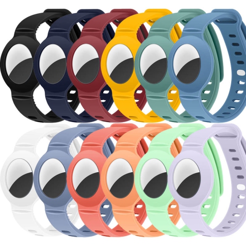 StrapsCo bracelet et étui de protection pour Apple AirTag en caoutchouc de silicone - Bleu bleuet