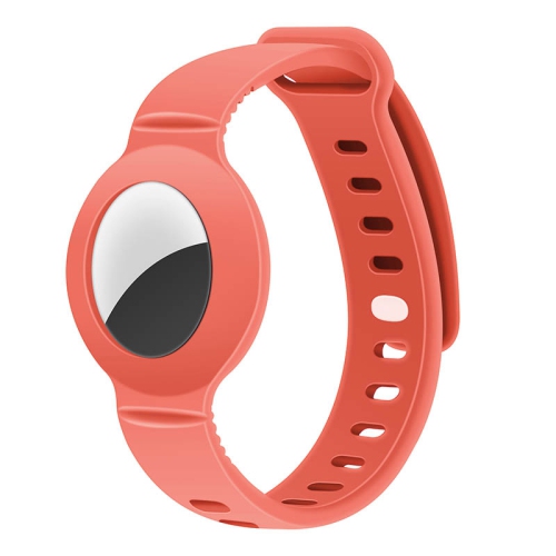 STRAPSCO  Silicone Rubber Wrist Band Strap Apple Airtag Holder - Protective Case - In Orange