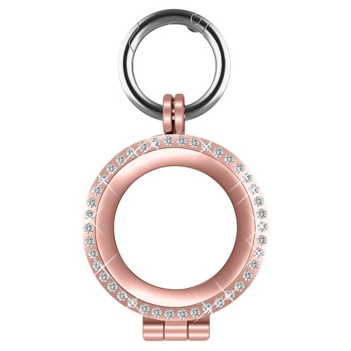 StrapsCo Stainless Steel Bedazzled Keyring Apple AirTag Holder - Protective Case - Rose Gold