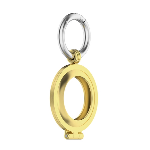 StrapsCo Stainless Steel Keyring Apple AirTag Holder - Protective Case - Yellow Gold