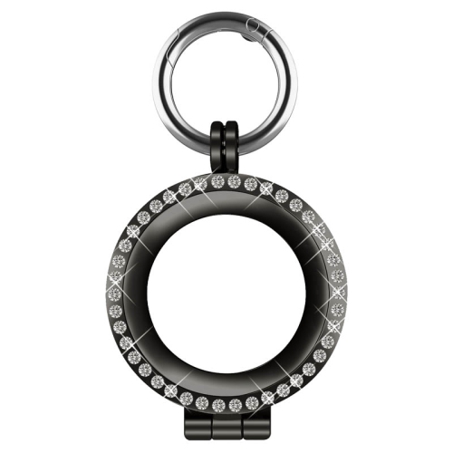 STRAPSCO  Stainless Steel Bedazzled Keyring Apple Airtag Holder - Protective Case - In Black