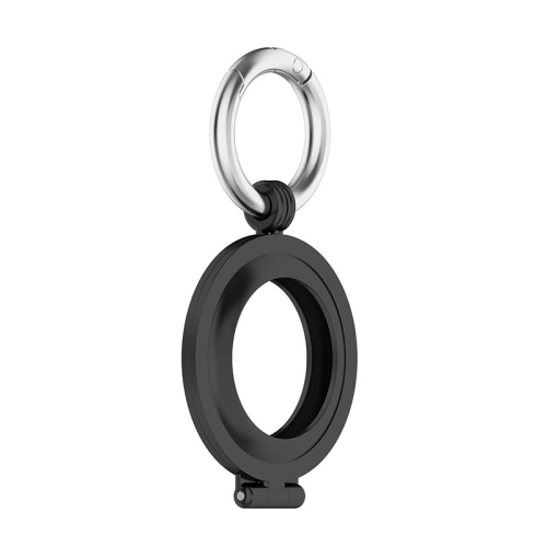 STRAPSCO  Stainless Steel Keyring Apple Airtag Holder - Protective Case - In Black