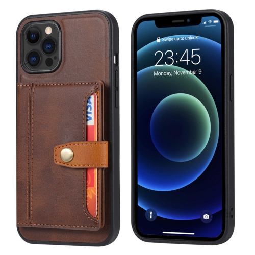 ELINCASE  Premium Leather Flip Stand Durable Cover Retro Wallet Bag w Credit Cards Holder Stand Protection Phone Cover for Iphone 12 Pro Max -Brown