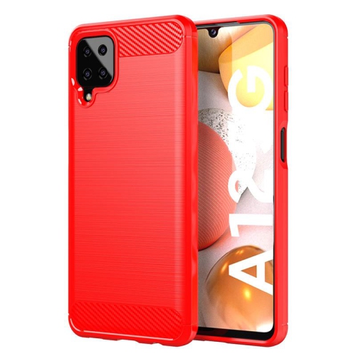 PANDACO Red Brushed Metal Case for Samsung Galaxy A12