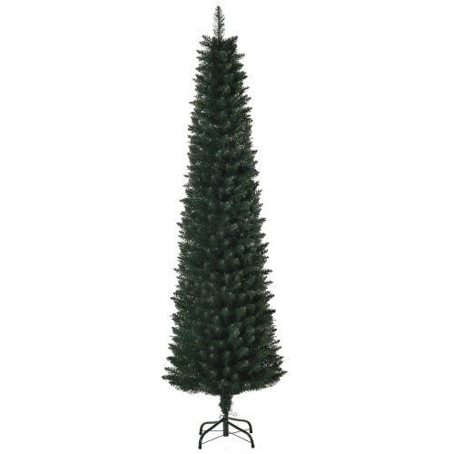 HOMCOM 6FT Artificial Christmas Tree, Xmas Pencil Tree, Holiday Home Indoor Decoration with Foldable Black Stand for Party, Green