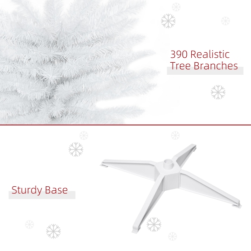 HOMCOM 6' Pencil Christmas Tree, Slim Artificial Xmas Tree with Realistic Branches, Metal Stand, White