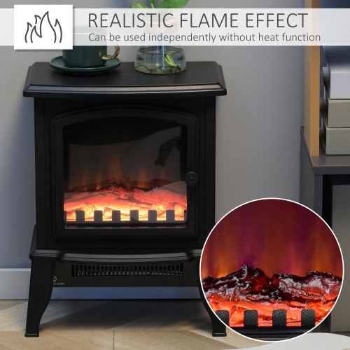 Poêle à bois électrique Homcom, chauffage de cheminée sur pied avec effet de flamme réaliste, protection de sécurité contre la surchauffe, 750 W/1500