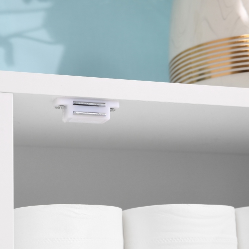 kleankin Over the Toilet Storage Cabinet, Freestanding Bathroom Organizers Cabinet with Flip Up Door and Adjustable Shelves for Laundry Room, White