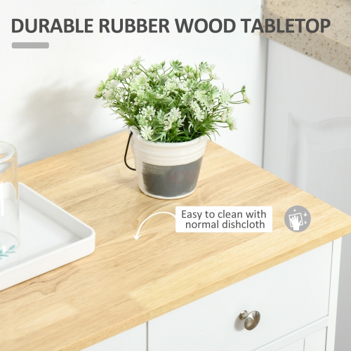 HOMCOM Sideboard Buffet Cabinet with Storage, 27" Kitchen Cabinet with Adjustable Shelf, 2 Drawers and 2 Doors, Coffee Bar Cabinet with Rubberwood