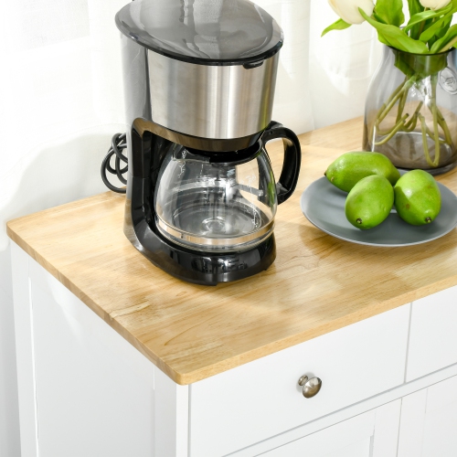 HOMCOM Sideboard Buffet Cabinet with Storage, 27" Kitchen Cabinet with Adjustable Shelf, 2 Drawers and 2 Doors, Coffee Bar Cabinet with Rubberwood