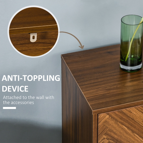 HOMCOM Bedside Table, Nightstand for Bedroom, End Side Table Dresser Storage with 2 Drawers, Walnut Brown