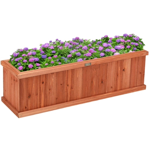 COSTWAY  Wooden Flower Planter Box Garden Yard Decorative Window Box Rectangular