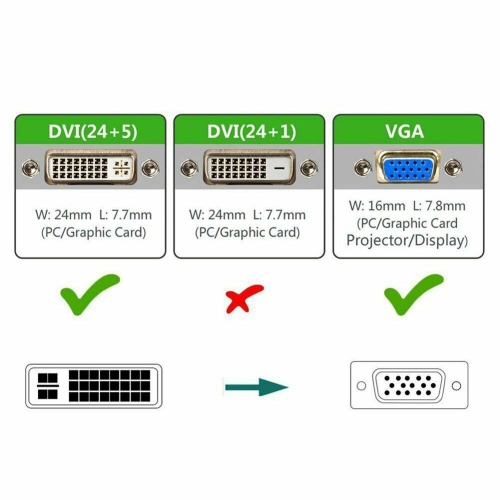 DVI to VGA Cable 24 + 5 Male to Male Cord Adapter Converter for PC TV Computer