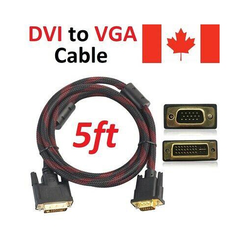 DVI to VGA Cable 24 + 5 Male to Male Cord Adapter Converter for PC TV Computer