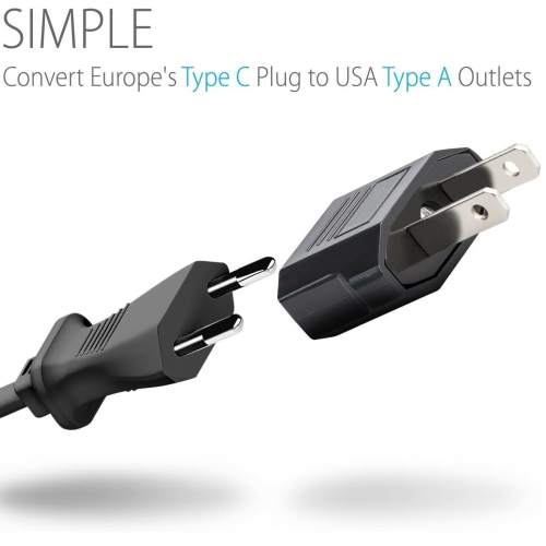 Adaptateur de voyage de type C eu vers É.-U. et Canada Adaptateur de prise de courant Convertisseur d’alimentation universel