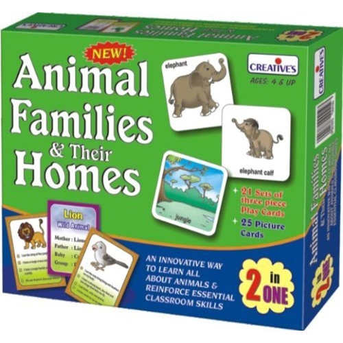ISTAR Animal Flash Cards for Toddlers, Preschool and Kindergarten | 63 Animals Families and their homes | 4 Learning Games | For Parents, Teachers, S