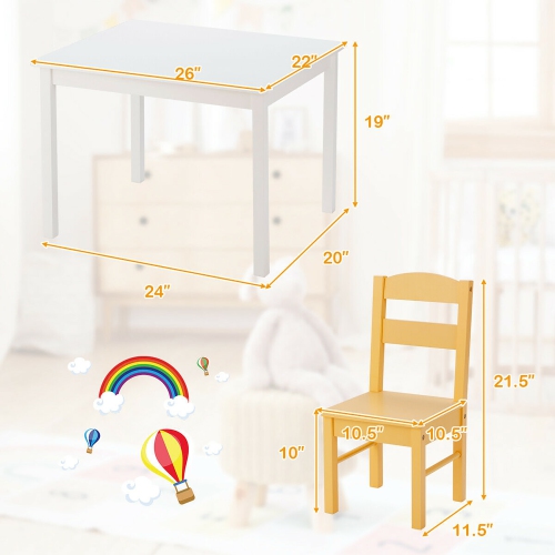 Ensemble de 5 pièces avec table en bois pour enfants de Costway Activité Mobilier de salle de jeu coloré pour tout-petits