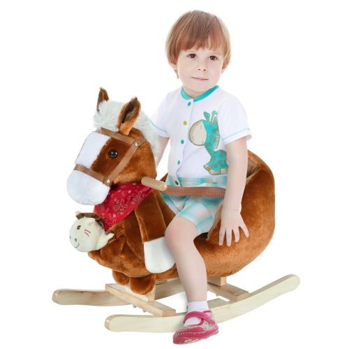 QABA  Kids Ride On Rocking Horse With Cradlesong Handle Grip Hand Puppet Traditional Toy Gift for Children 18-36 Months Rocking Toy for Toddler