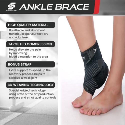 ISTAR Ankle Support Brace, Breathable Neoprene Sleeve, Adjustable Wrap